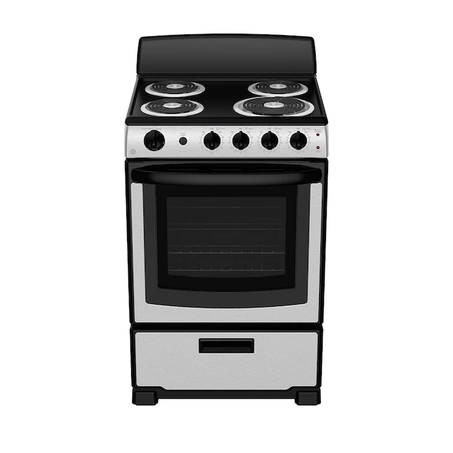 GE 4 Burners 2.9 CFT Manual Cleaning Electric Freestanding Range Stainless Steel 24-in 3 GE 4 Burners 2.9 CFT Manual Cleaning Electric Freestanding Range Stainless Steel 24-in
