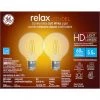 GE Relax HD Soft White 60W Replacement LED Light Bulbs Decorative Clear Globe Medium Base G25 (2-Pack)
