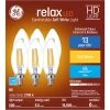 GE Relax HD Soft White 60W Replacement LED Decorative Clear Blunt Tip Candelabra Base BC Light Bulbs (6-Pack)
