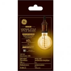 GE Vintage Warm Candle Light 60W Replacement Amber Finish Spiral Filament Globe G25 Light Bulb (1-Pack)