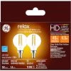GE Relax HD Soft White 40W Replacement LED Decorative Clear Globe Candelabra Base G16.5 Light Bulbs (2-Pack)
