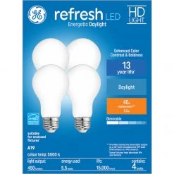 GE Refresh HD Daylight 40W Replacement LED General Purpose A19 Bulb (4-Pack)