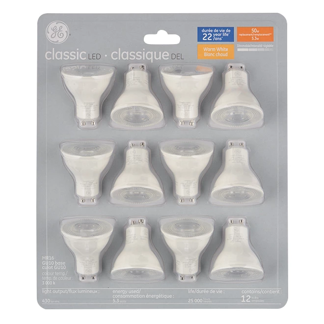 GE Warm White 50W Replacement LED Floodlight GU10 Base MR16 Light Bulb (12-Pack) 4 GE Warm White 50W Replacement LED Floodlight GU10 Base MR16 Light Bulb (12-Pack) - Image 2