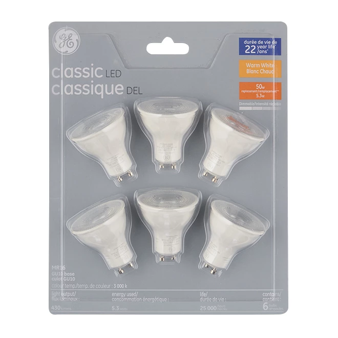 GE Warm White 50W Replacement LED Floodlight GU10 Base MR16 Light Bulb (6-Pack) 4 GE Warm White 50W Replacement LED Floodlight GU10 Base MR16 Light Bulb (6-Pack) - Image 2