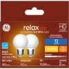 GE Relax HD Soft White 40W Replacement LED Decorative Globe White Medium Base G16.5 Light Bulbs (2-Pack)