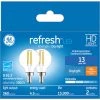 GE Refresh HD Daylight 40W Replacement LED Decorative Clear Globe Candelabra Base G16.5 Light Bulbs (2-Pack)