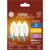 GE Relax HD Soft White 25W Replacement LED Decorative Clear Blunt Tip Candelabra Base BC Light Bulbs (3-Pack)