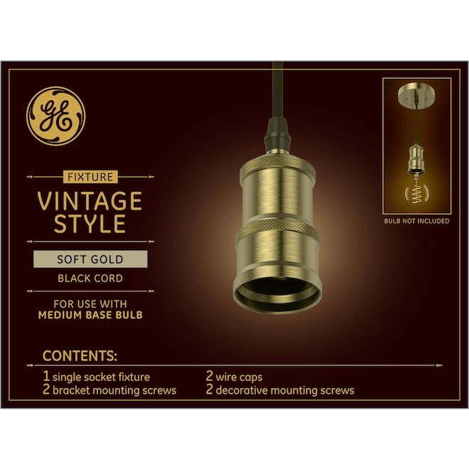 GE Vintage Soft Gold Single Vintage LED Pendant Light (1-Pack) 3 GE Vintage Soft Gold Single Vintage LED Pendant Light (1-Pack)