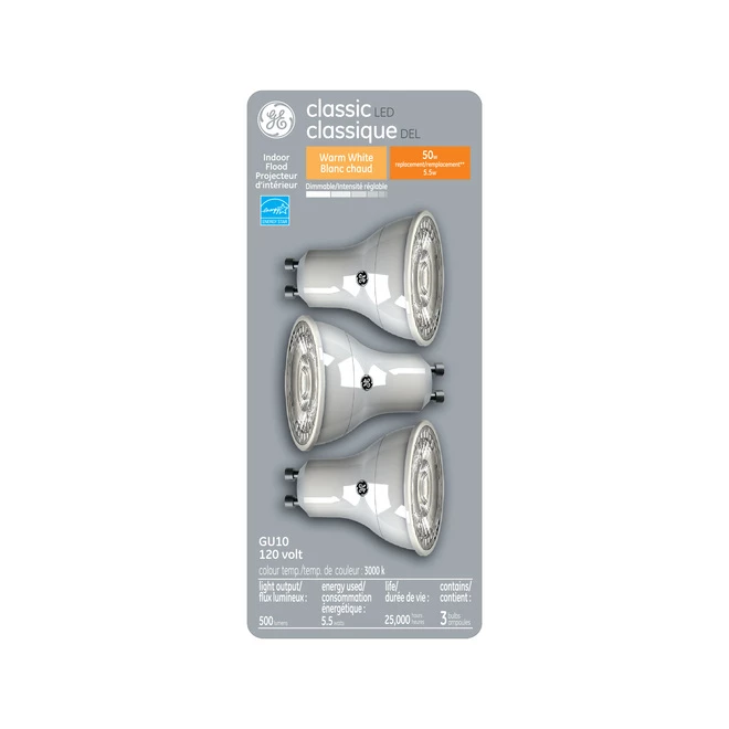 GE Warm White 50W Replacement LED GU10 - 3-Pack 4 GE Warm White 50W Replacement LED GU10 - 3-Pack - Image 2