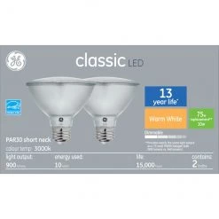 GE Warm White 75W Replacement LED PAR30 Floodlight Short Neck Bulbs 2-Pack