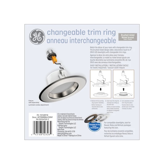 GE Brushed Nickel 4-in Recessed Can RS4 Trim Ring (1-Pack) 4 GE Brushed Nickel 4-in Recessed Can RS4 Trim Ring (1-Pack) - Image 2