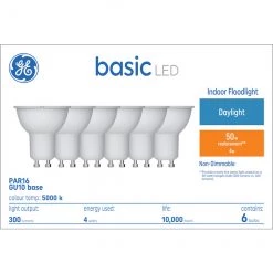GE Basic Daylight 50 W Replacement LED Indoor Floodlight GU10 PAR16 Light Bulbs (6-pack)
